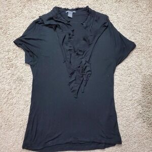 Isabella Rodriguez Women's Black ruffle top with a touch of grunge charm